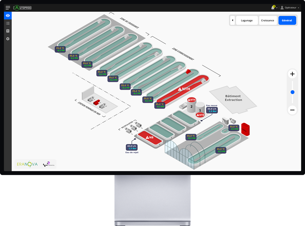 Supervision pour station d'algues